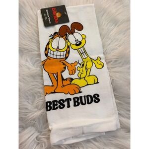 Garfield and Odie Best Buds Kitchen Towel White Cotton 15x25 Nickelodeon NWT